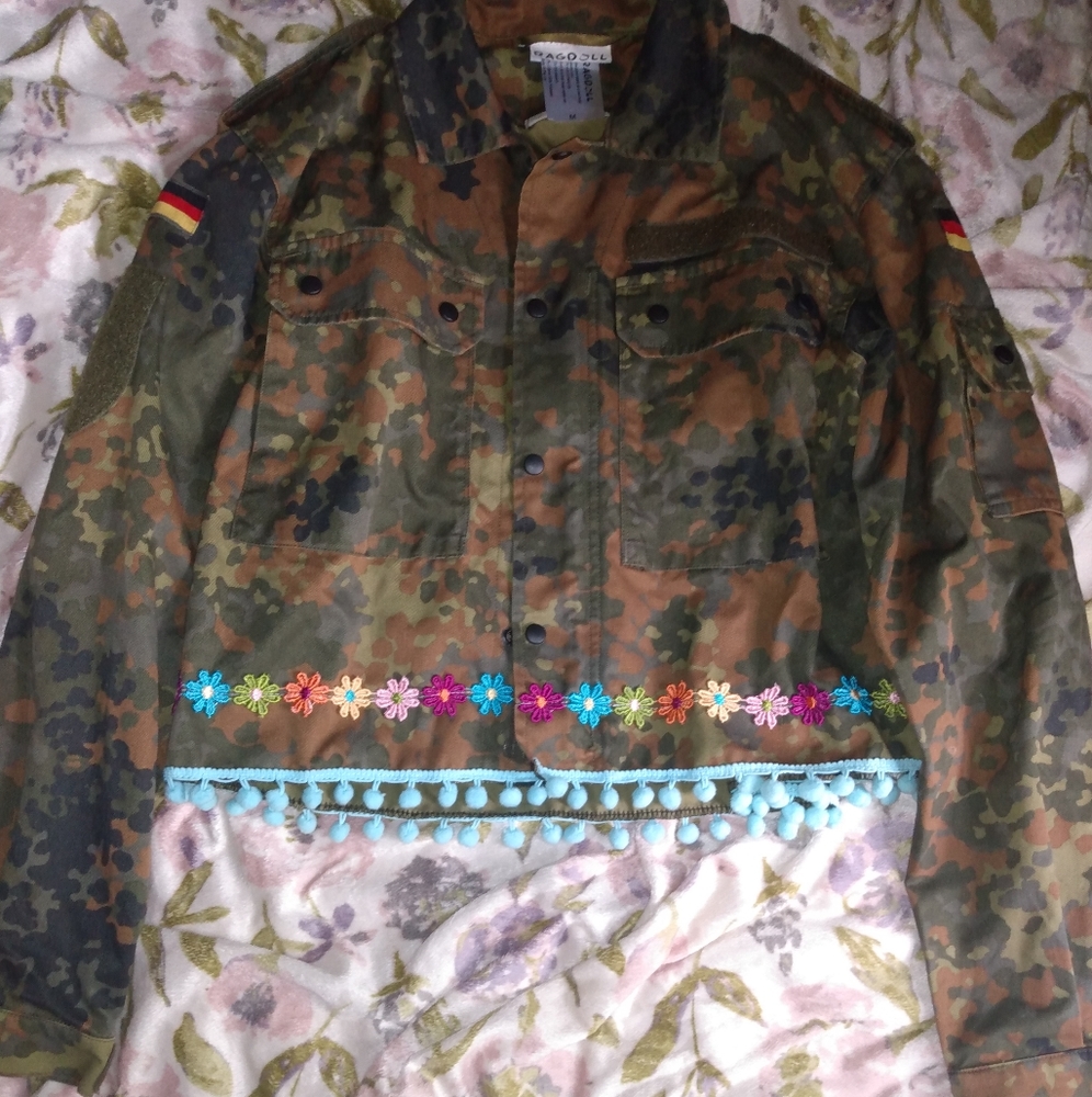 Ragdoll military inspired jacket with pom poms